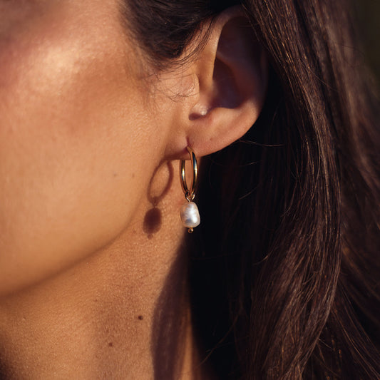 PEARL DROP HOOPS