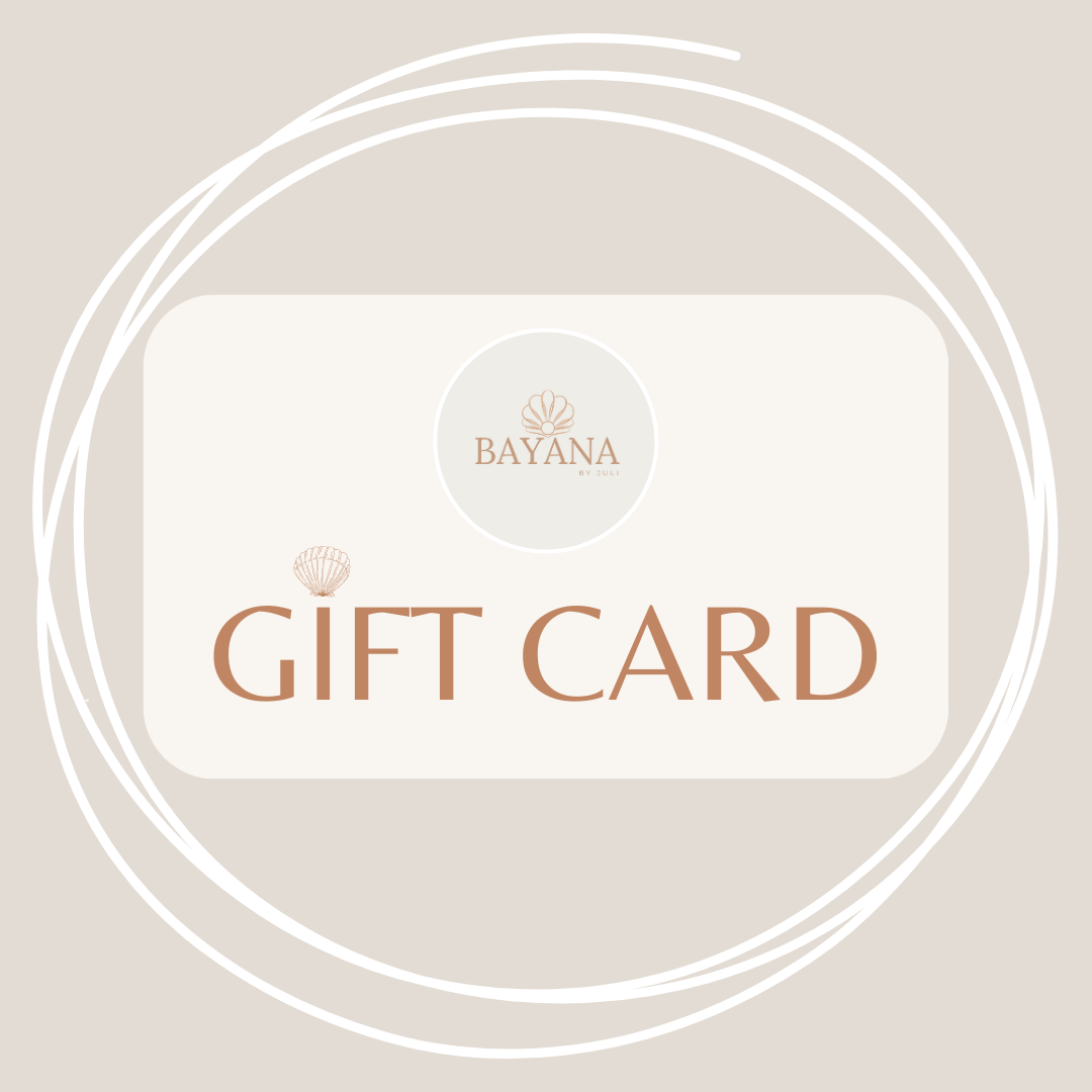 The BAYANA Digital Gift Card gives your loved one the joy of choosing their favourite piece from our jewellery collections — made to be worn, loved, and treasured.
Available in values from AUD $10–$300
Delivered instantly by email with a unique code
Redeemable online at checkout
No expiry date — theirs to enjoy anytime