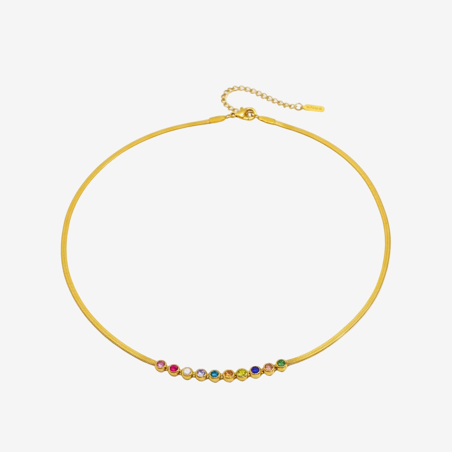 Gold necklace with colorful beads