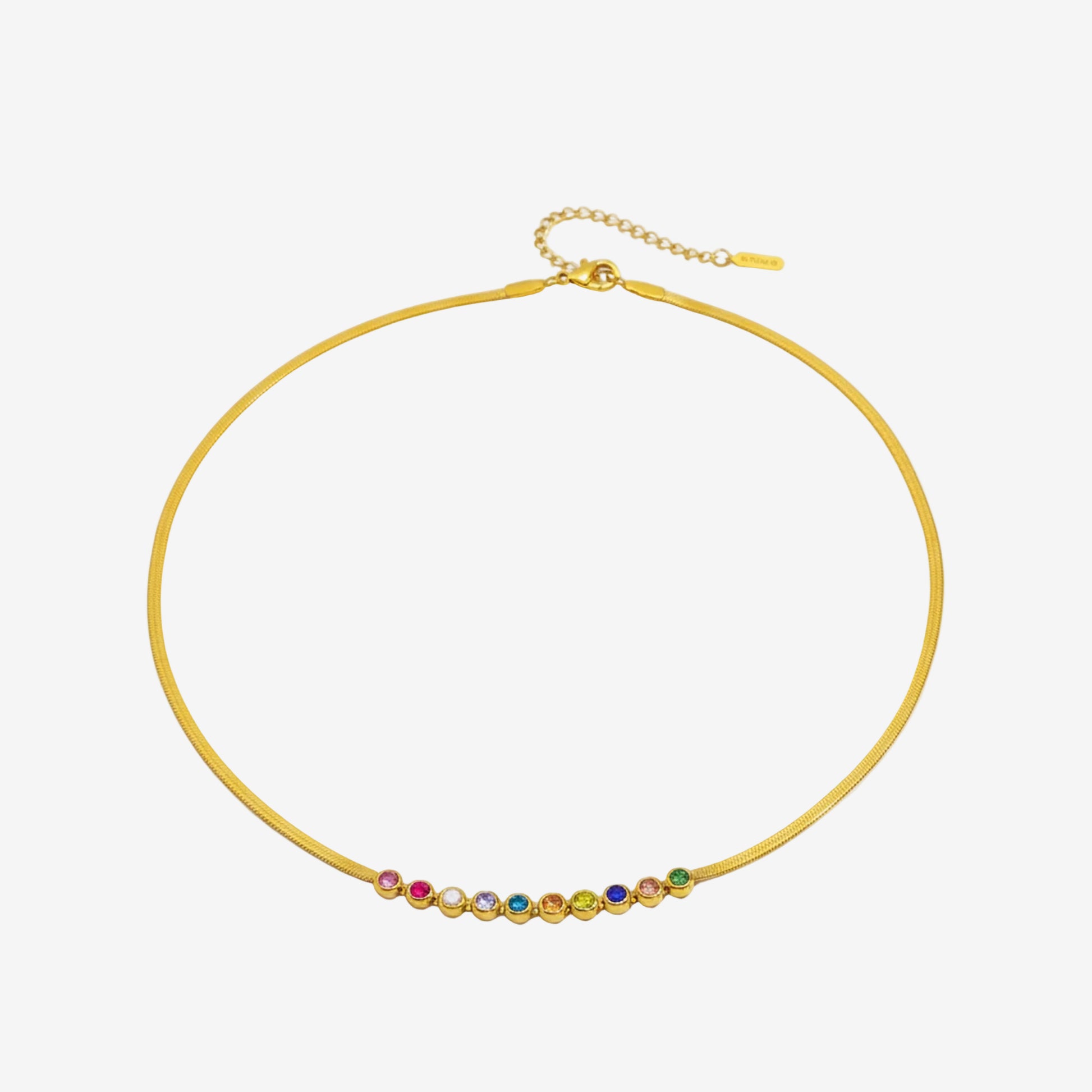 Gold necklace with colorful beads