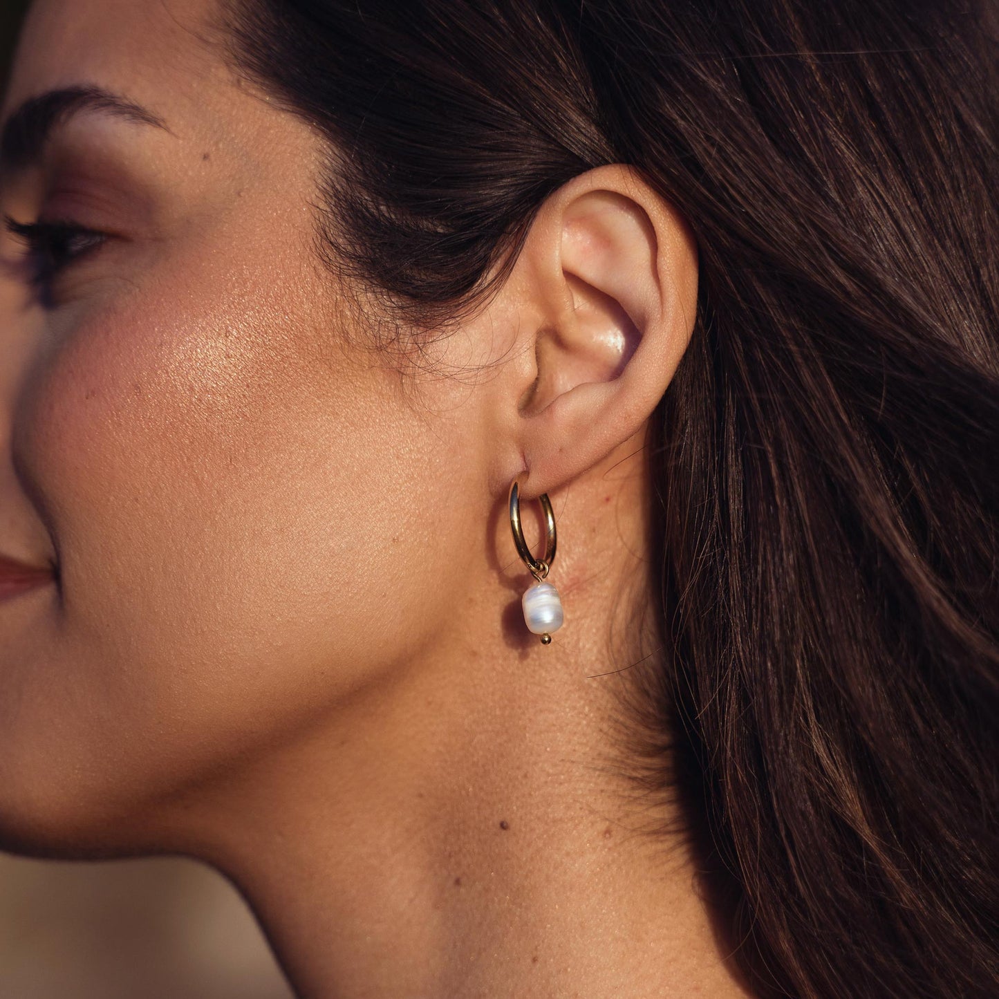 PEARL DROP HOOPS
