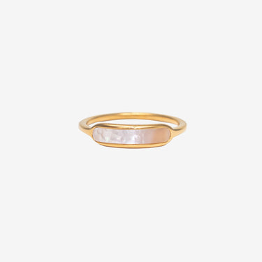 Gold ring with a central stone on a white background