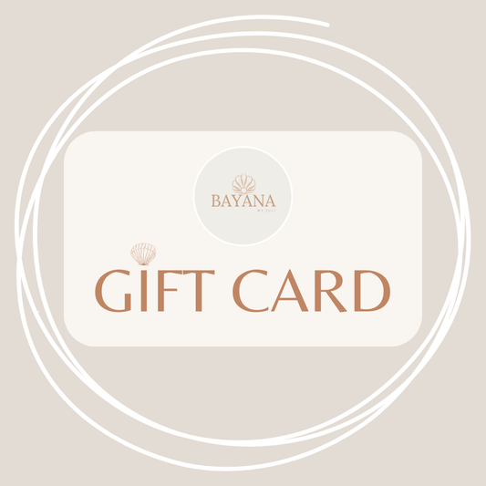 The BAYANA Digital Gift Card gives your loved one the joy of choosing their favourite piece from our jewellery collections — made to be worn, loved, and treasured.

Available in values from AUD $10–$300
Delivered instantly by email with a unique code
Redeemable online at checkout
No expiry date — theirs to enjoy anytime